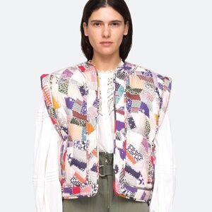 NWT SEA "Harlow" Women's Patchwork Fleece Lined Vest XXS
